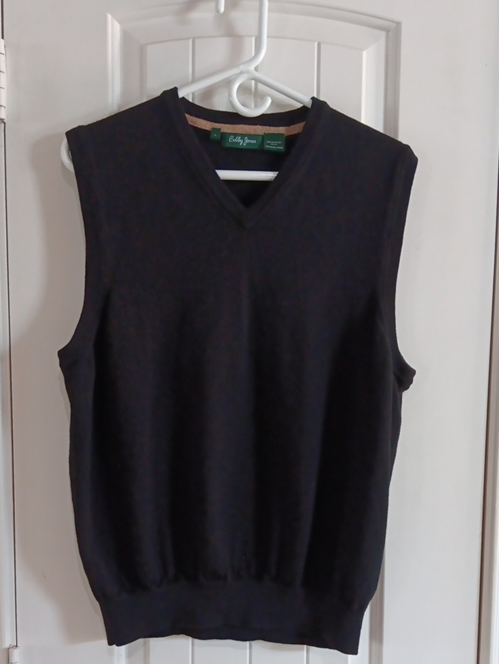 Bobby Jones Men's Large Black 100% Merino Wool V-Neck Sweater Vest